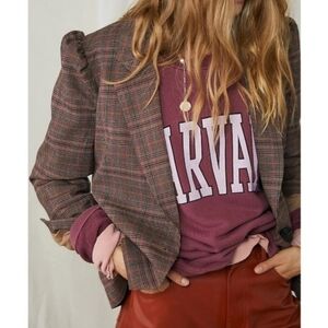 Free People Rianne Plaid Women's Houndstooth  Blazer  Size Small